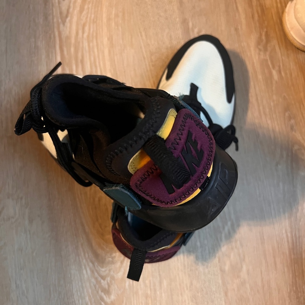 Nike Air Huarache Sneakers - Black, White, Purple, Yellow Accent